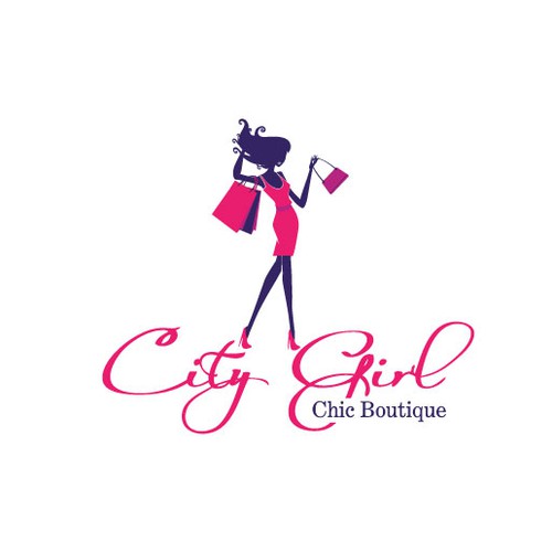 Stylish logo with the title 'fashion lady shopping'