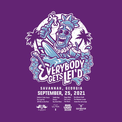 Beer t-shirt with the title 'everybody get's lei'd'