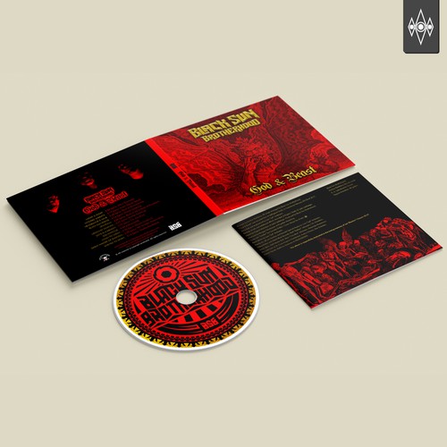 Metal band design with the title 'Album design cover for BLACK SUN BROTHERHOOD'