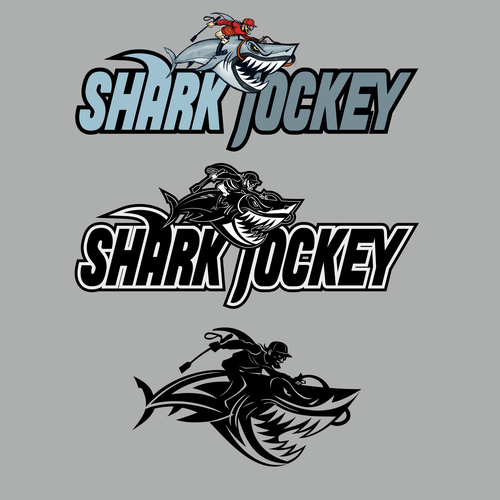 Aggressive design with the title 'Shark Jockey Logo'