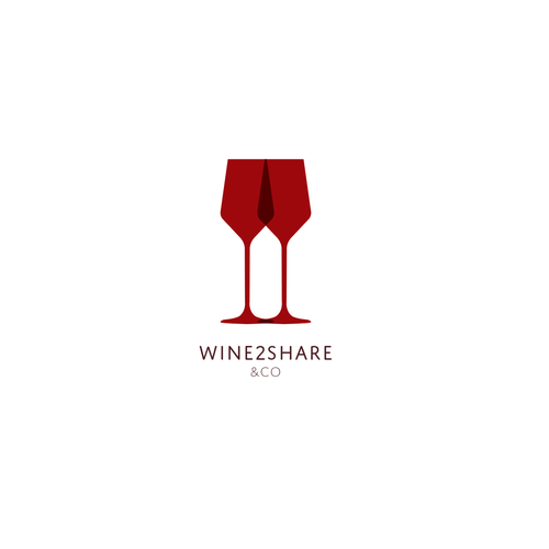 Web design brand with the title 'Logo for a website called "Wine2Share&Co" for selling wine to people who want to share experiences and taste. '