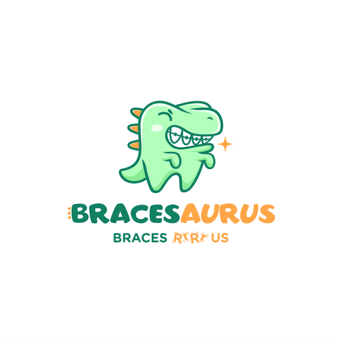 Braces design with the title 'Dental braces clinic T-Rex logo with a BITE!'