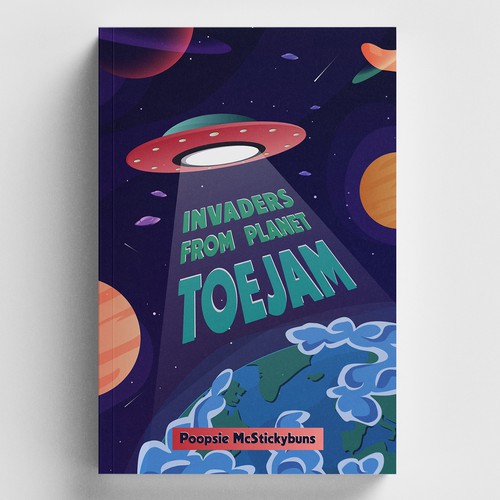 Comedy book cover with the title 'Invaders from planet Toejam'