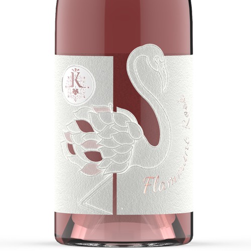 Flamingo design with the title ' Flammant Rosé label design'