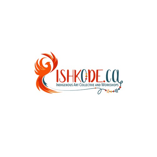 Art logo with the title 'ISHKODE.CA ((Fire) Indigenous Art Collective and Workshops)'