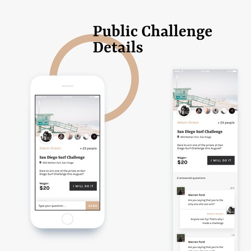 Social design with the title 'Challenge app design concept'