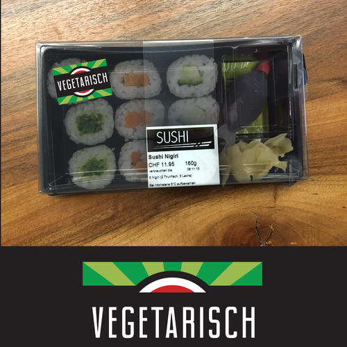 Sticker label with the title 'Sushi Sticker Design'