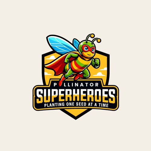 Spiderman logo with the title 'Pollinator Superheroes logo'