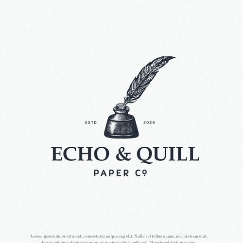 Retro design with the title 'Logo for Echo and Quill Paper Co.'