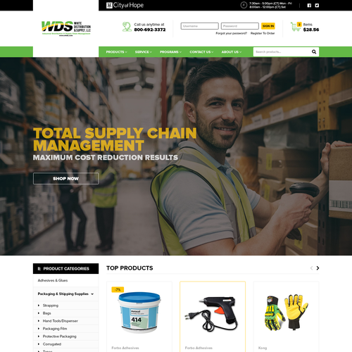 Service website with the title 'New E-Commerce site for a forward thinking distribution company'
