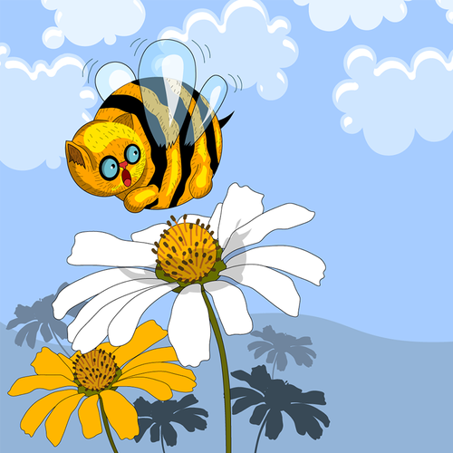 Bee illustration with the title 'Illustration'