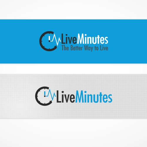 Clock design with the title 'Logo Design for LiveMinutes'