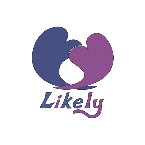 Dating app logo with the title 'Likely-Leaning Hearts'