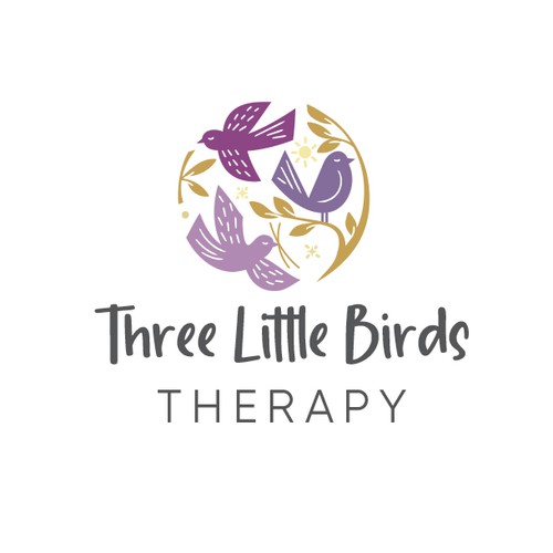 Circle design with the title '3 little birds'