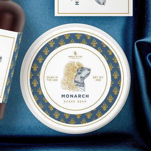 Luxurious label with the title 'Monarch Line of products for Noble Otter'