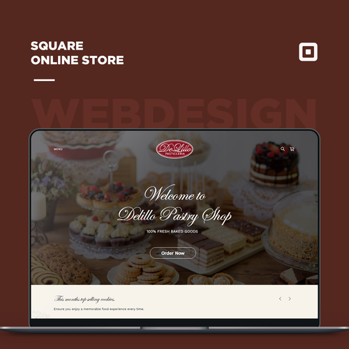 Bread design with the title 'Pastry Shop Square Online Full Site Design'