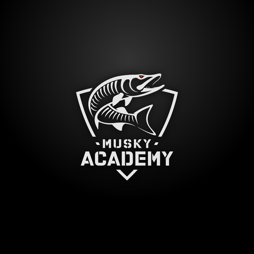 Fishing logo with the title 'Northwoods Musky Fishing Academy'