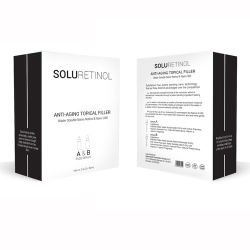 Black and white packaging with the title 'product package'