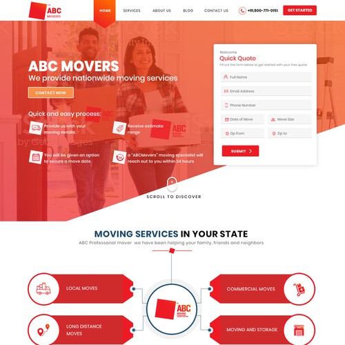 Service website with the title 'Movers and Packers'