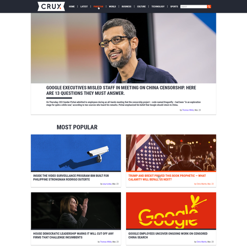 News website with the title 'CRUX'