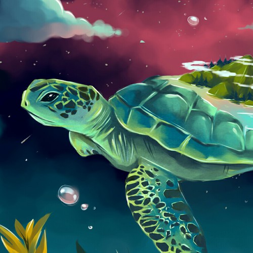 Turtle illustration with the title 'Happy Turtle Day'