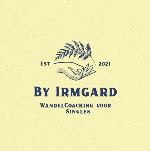 Engraved design with the title 'Logo for By Irmgard WandelCoaching voor Singles.'