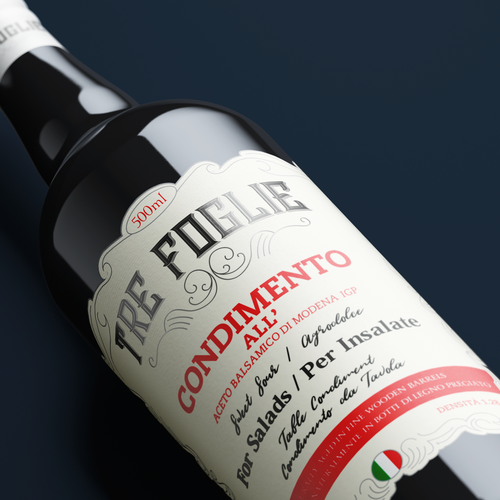 Food label with the title 'Tre Folie label design'