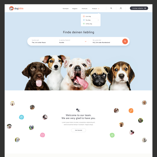 Marketing website with the title 'Dogbible'