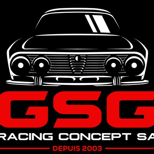 Garage door logo with the title 'GSG Racing Concept SA, Depuis 2003'