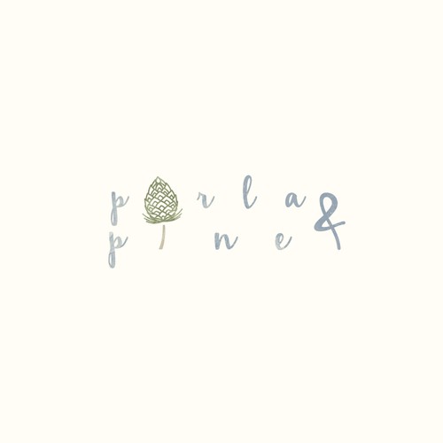 Pine tree logo with the title 'clean and feminine porla and pine logo'