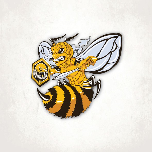 Shield illustration with the title 'Humboldt Bee Warrior Illustration'