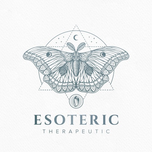 Butterfly design with the title 'Esoteric Butterfly Moth Geometry Logo'