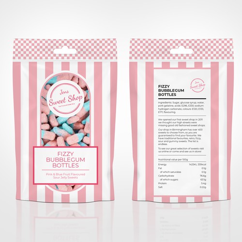 Sweets packaging with the title 'One of kind Bubblegum Candy'