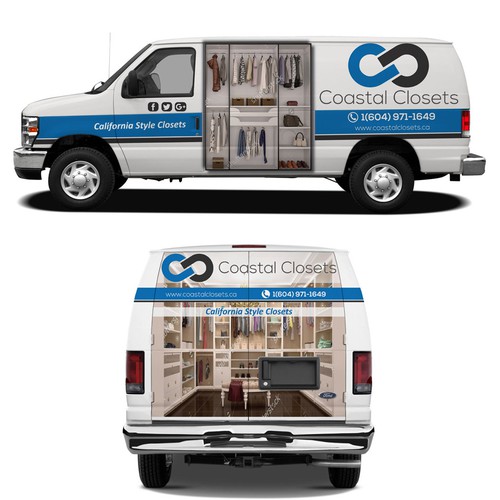 Closet design with the title 'Custom closet company looking for a van wrap design'