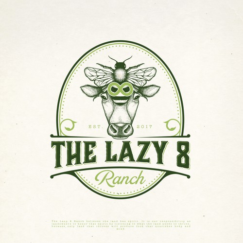 Bee design with the title 'THE LAZY 8 RANCH LOGO DESIGN'