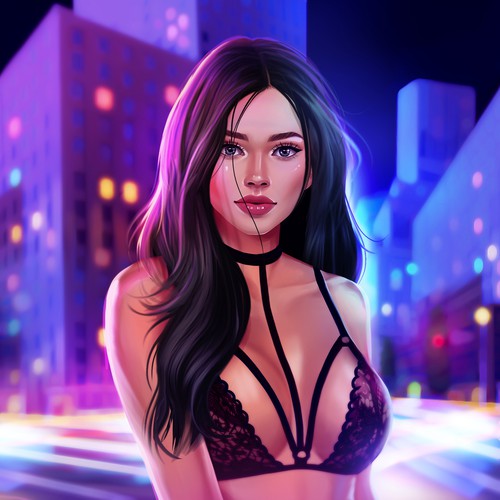 Synthwave design with the title 'NFT Club Design'