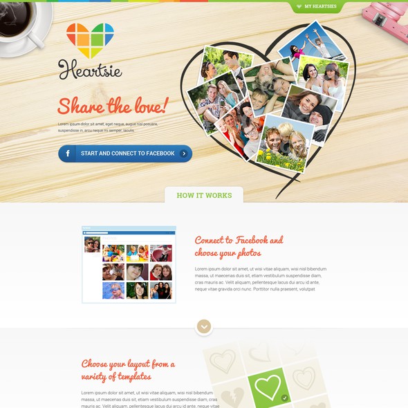 Vibrant website with the title 'My Heartsie Web Design'