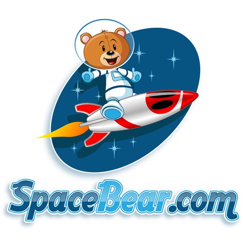 Animated illustration with the title 'Mascot wanted for SpaceBear.com'