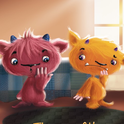 Children's book artwork with the title 'mosh & fang'