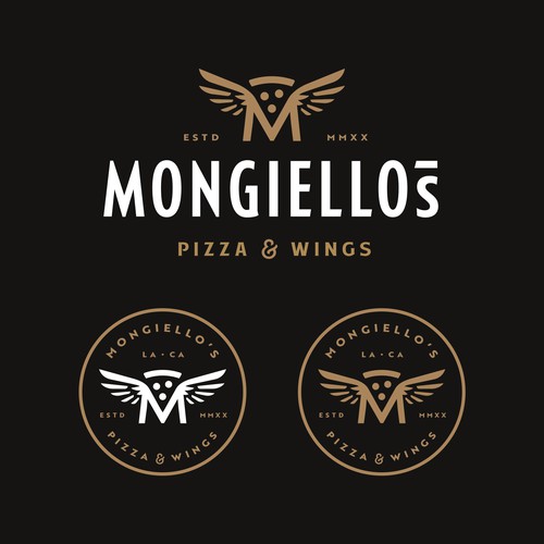 Pizzeria design with the title 'Mongiello's'