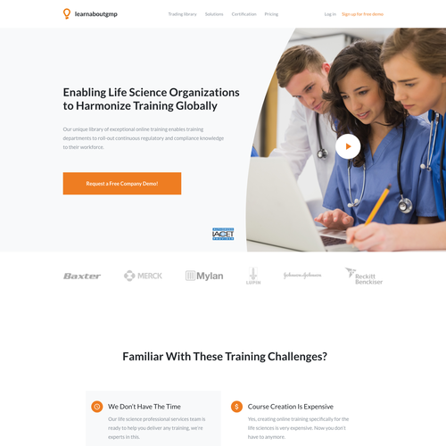 Orange website with the title 'Landingpage redesign'