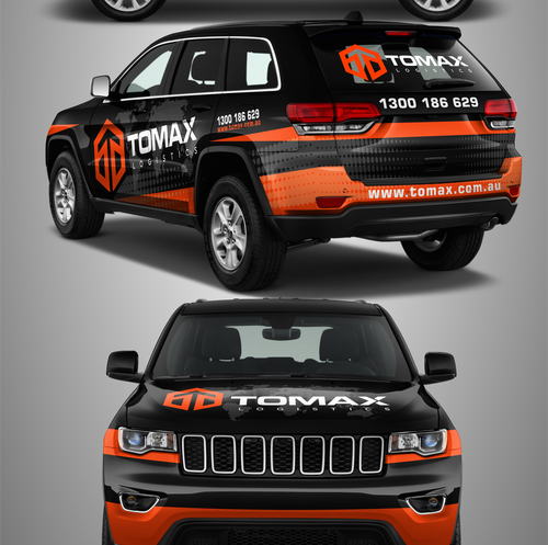 Vinyl design with the title 'Tomax Logistics wrap design'