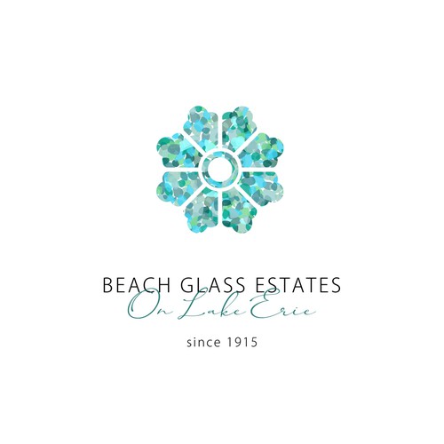 Shabby chic design with the title 'Beach Glasses Estates - On Lake Erie'