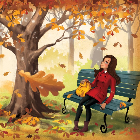 Autumn illustration with the title 'autumn leaves illustration'