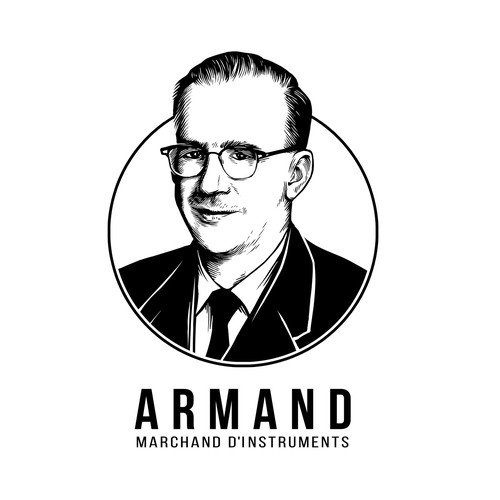 Face logo with the title 'Create a distintive portrait logo for a music store'