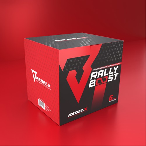Bold packaging with the title 'Bold, Packaging Design for RALLY BOOST'
