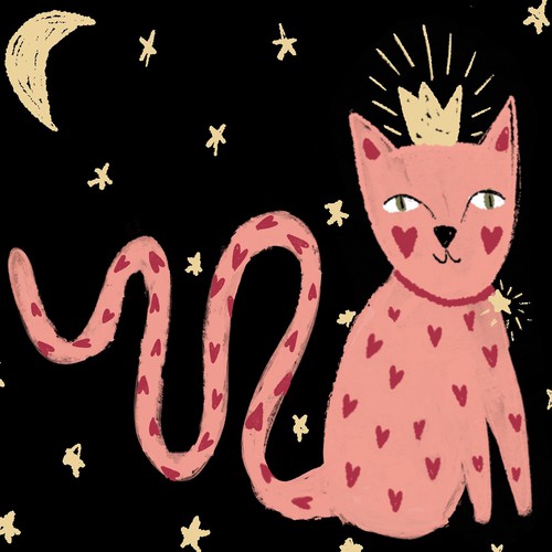 Cat illustration with the title 'Illustration for Cricket lighter'