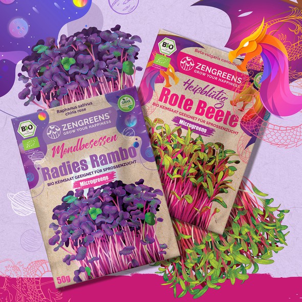 Kraft paper packaging with the title 'Seed bag designs'