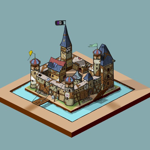 Isometric illustration with the title 'game asset '