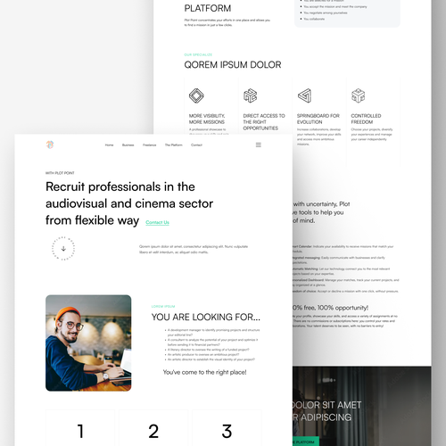 Typography website with the title 'Plotpoint web design'
